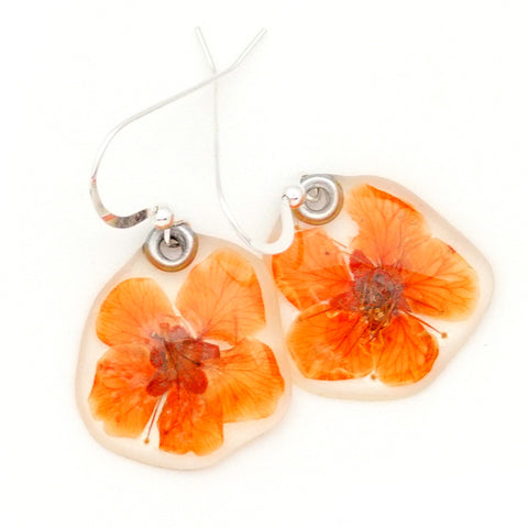 64029 Orange Bridal Wreath Flower Earrings