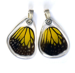 Butterfly Pendant Only, Yellow Glassy Tiger, Bottom Wing