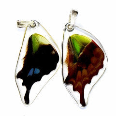 BU-0050-B-PE<BR>Butterfly wing pendant ONLY, Purple Spotted Swallowtail, bottom wing