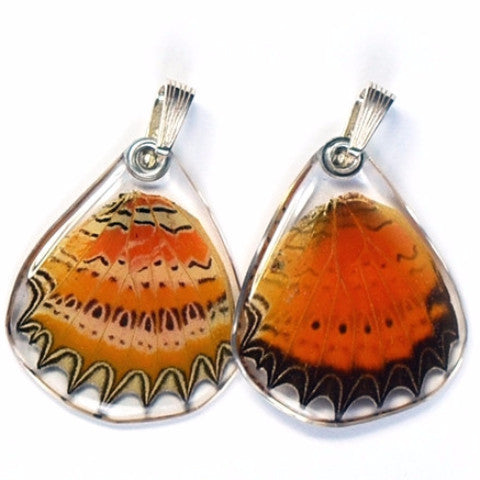 BU-0060-B-PE<BR>Butterfly wing pendant ONLY, Cethosia Biblis Biblis, bottom wing