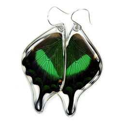 BU-0510-B-ER<BR>Butterfly Earrings, Emerald Swallowtail, Bottom Wings