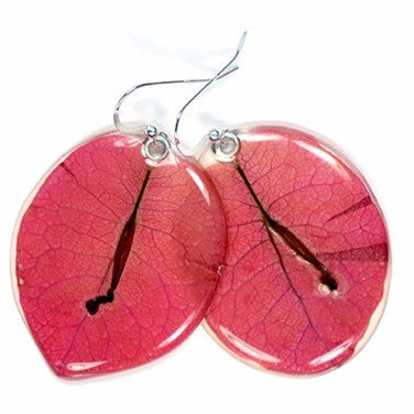 Pink Bougainvillea petal earrings
