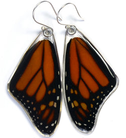 Butterfly earrings, Monarch, top wings