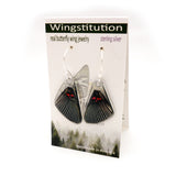 0630 Butterfly Wing Earrings, Pink Dotted Metalmark, Top wings