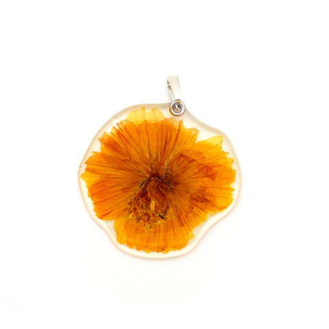 61604 Muted Yellow/Natural Cosmos Flower Pendant