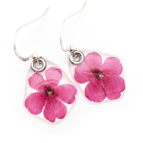61609 Hot Pink Verbena flower earrings