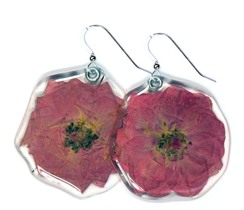 Whole Miniature Pink Rose Blossom earrings