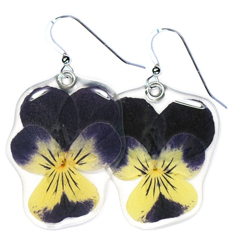 Purple Whiskered Pansy Earrings