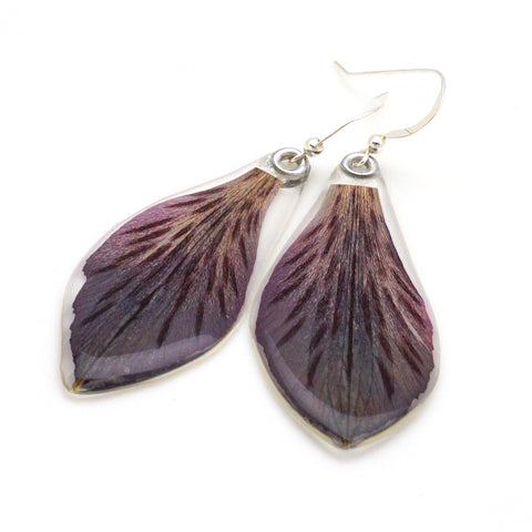 Dark Purple Earrings made with Japanese papers