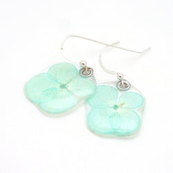 69111 Tiny Teal Hydrangea Earrings