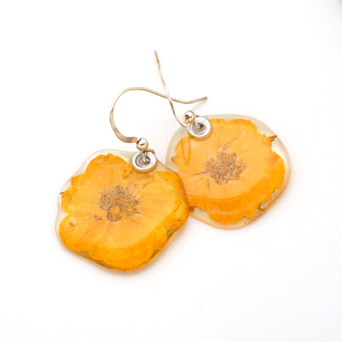 69215 Miniature Whole Yellow Rose flower earrings