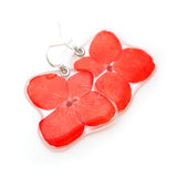69218 Red Hydrangea flower earrings