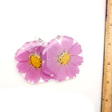 69229 Large Pink Cosmos Flower Earrings