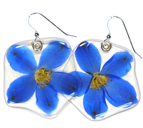 Blue Delphinium Single Flower Earrings