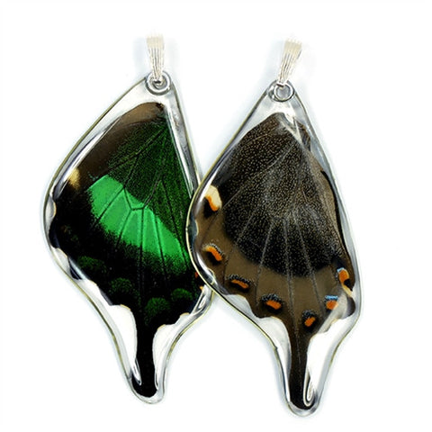 BU-0510-B-PE<BR>Butterfly Pendant Only, Emerald Swallowtail, Bottom Wing