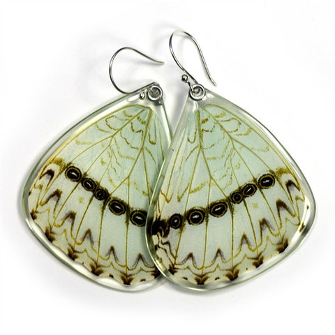 BU-0530-B-ER<BR>Butterfly earrings, Mint Morpho Butterfly, bottom wings